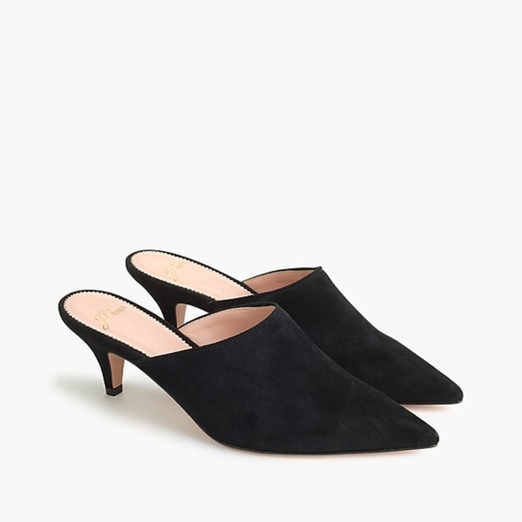 J. Crew | Shoes | New Jcrew Kitten Heel Mules In Black Suede | Poshmark